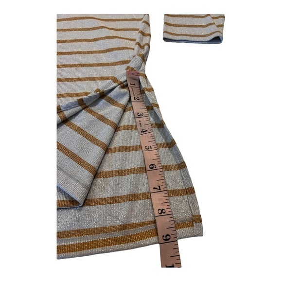 Anthropologie Vanessa Virginia Metallic Stripe Gold Funnel Neck Top XL NWT $78 - Picture 7 of 15